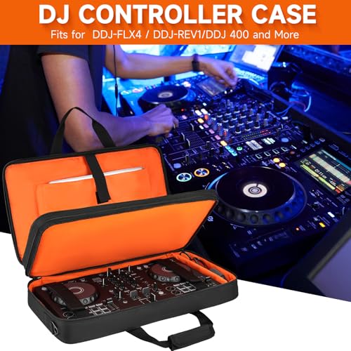 Image of DJ Controller Case Compatible with Pioneer DDJ-FLX4 /DDJ-REV1 /DDJ-400 /DDJ-SB3 /DDJ-RB,Padded DJ Controller Storage Bag Fits for Numark Mixtrack Pro FX /Platinum FX /Roland DJ-202 (21.5 x 12 x 2.5 in)