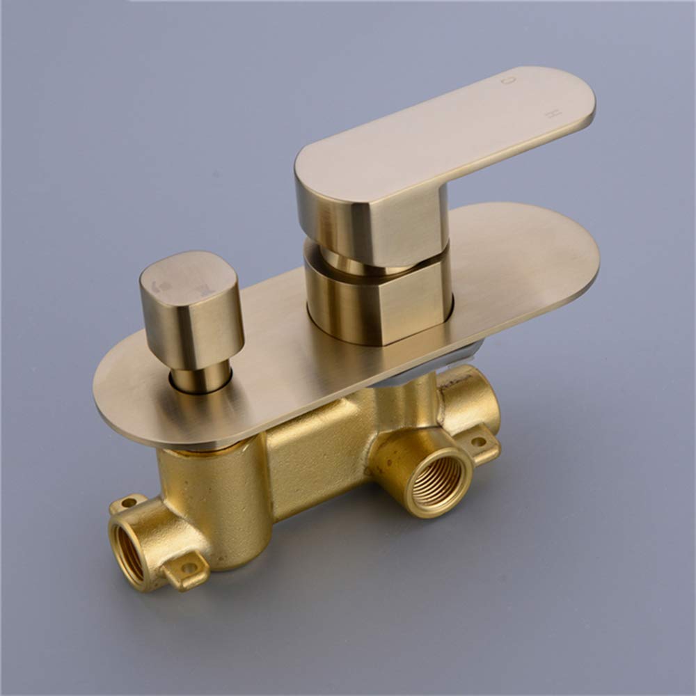 doccia Miscelatore per doccia con miscelatore a soffitto in oro spazzolato Set doccia multifunzione in ottone con maniglia singola Set combinato con soffione a pioggia rotondo, doccia a mano,