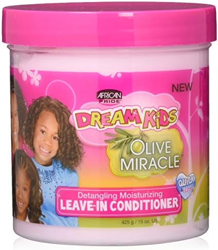 African Pride Dream Kids Olive Miracle Detangling Moisturizing Leave-In Conditioner - Contains Olive Oil, Moisturizes & Nourishes Coils & Hair Curls, 15 Oz