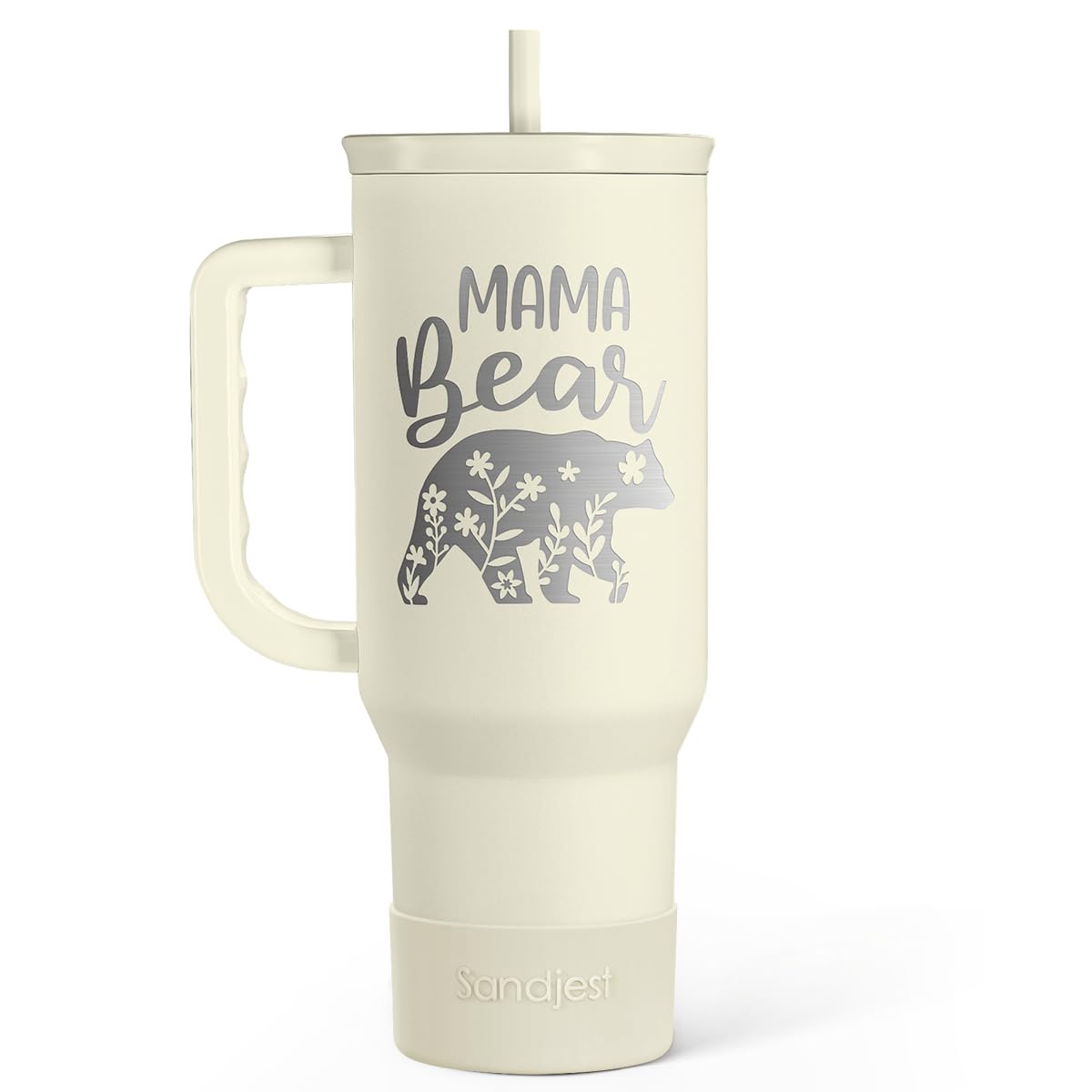 Mom Tumbler with Handle 40oz, Mama Bear Cup Stainless Steel Insulated Tumblers Coffee Travel Mug, Gifts for Moms from Daughter Son, Best Mother Gift