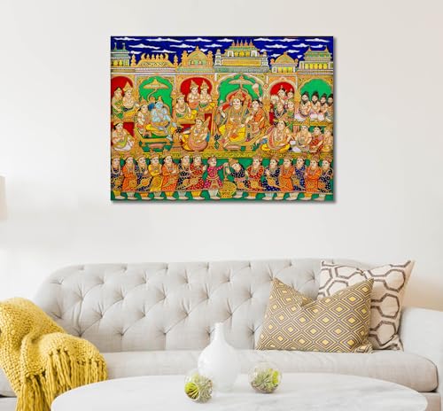 Image of Tamatina Kalamkari Art Canvas Painting|The King |Size-13X10 Inches.j43