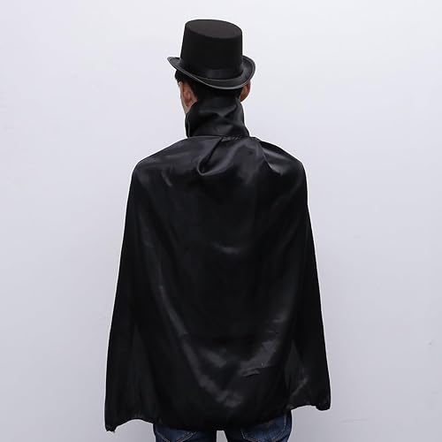 Miniatura 5 de ABOOFAN Disfraz de mago para niños, 6 piezas con capa, sombrero, guantes, varita de corbata para fiesta de Halloween, juego de rol, disfraz de