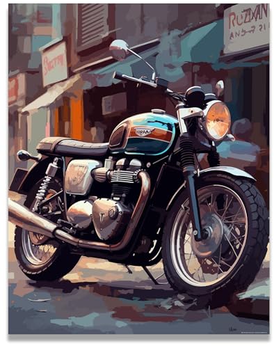 Inspirational Wall Art Co. - Fluid | Triumph Bonneville Motorcycle Art Poster - Motorcycle Gifts for Men - Vintage Decor - Poster for Garage | 11x14 Inches Unframed