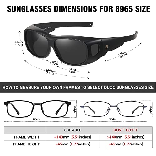 DUCO Fit Over Sunglasses Wraparound Sunglasses for Men Women Polarized Wear Over Sun Glasses UV Protection DC89653