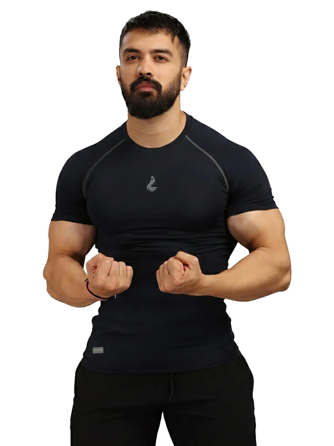 Muscle Fit Compression Tee for Men | Breathable | Anti-Sweat | Gym & Sports T-Shirt-KTM41-BLACK-image-5