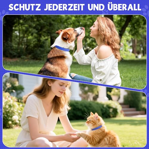2 Pcs Floh Zeckenhalsband für Katzen & Hunde | Bis zu 16 Monate Langzeitschutz | Natürlicher Floh- und Zeckenschutz | Wasserdichter Verstellbares (Blau, Universal)