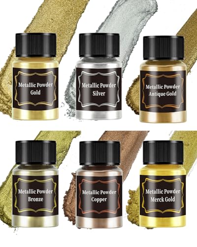 Luckymica Metallic Pigment Powder For Epoxy Resin - 6 Jars/ 20Ml Metallic Mica Powder For Paint, Premium Mica Metal Dye For Nail Art, Slime, Polymer Clay & Other Craft