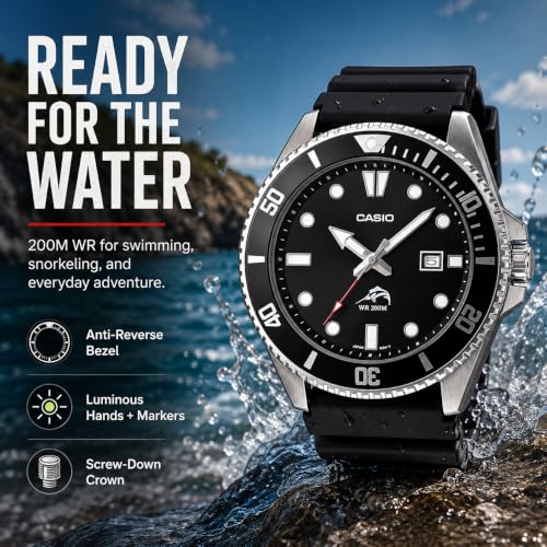 Casio Men's MDV106-1AV 200M Black Dive Watch (MDV106-1A)