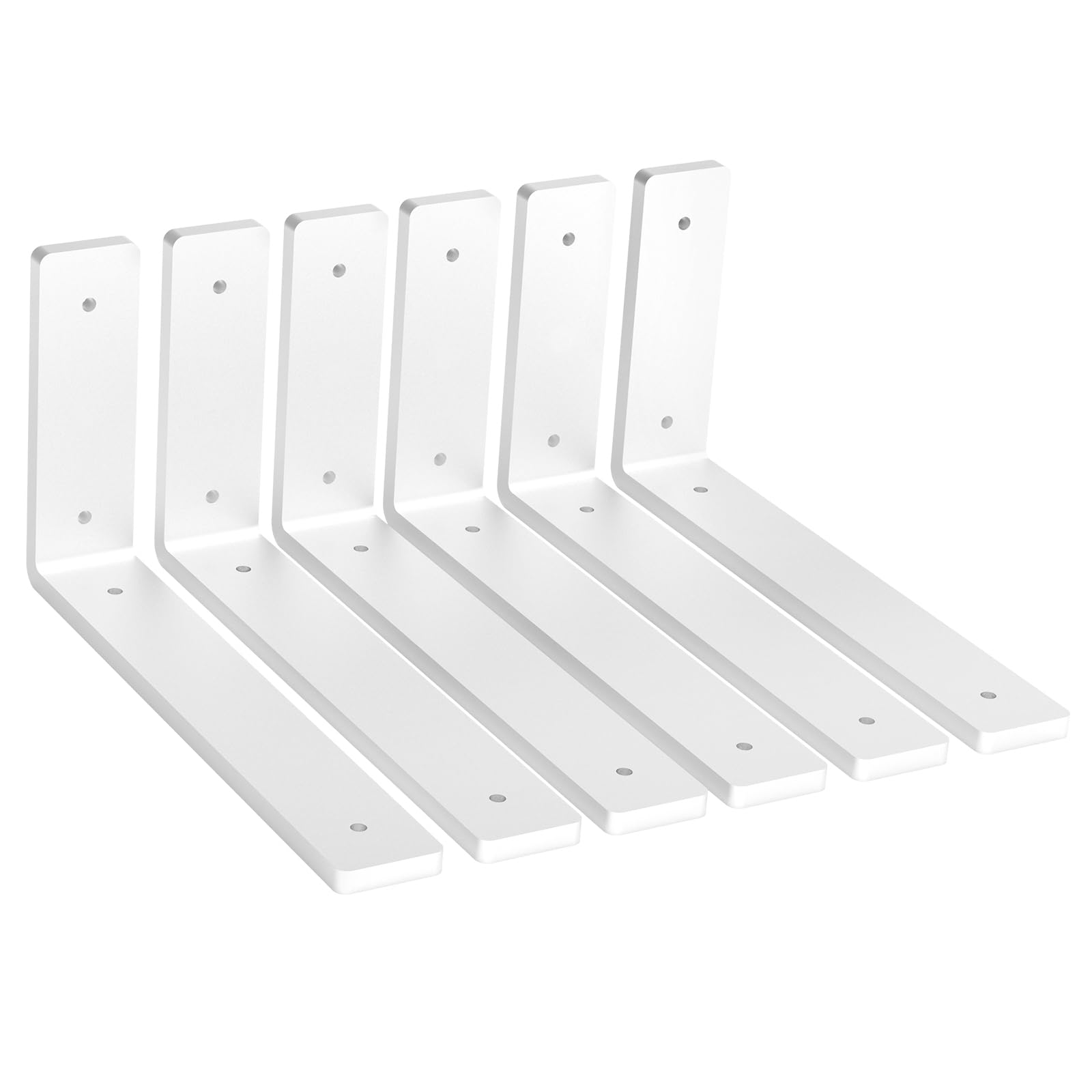 Photo 1 of Heavy Duty Shelf Brackets, 6 Pack 10 Inch White L Metal Shelving Brackets, 5mm Thick Rustic Shelf Support Bracket for DIY Open Shelving ( L 10" x H 6" x W1.5)