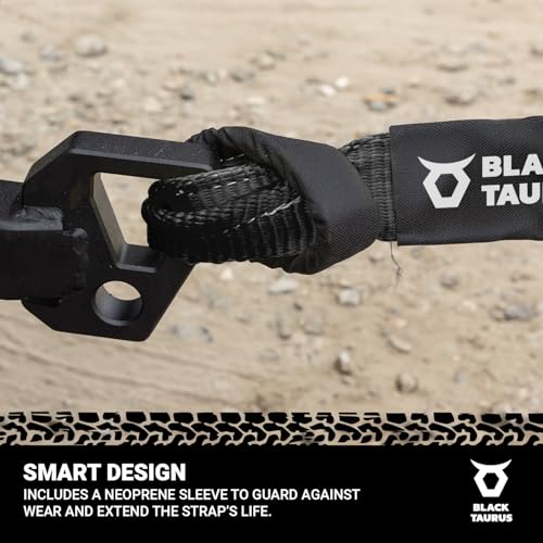 Black Taurus 3" x 30 ft Elastic Snatch Strap – 33,000-lb Heavy-Duty Off-Road Kinetic Tow Strap, 100% Nylon with 20% Stretch & Reinforced Loops for Jeep, Truck, UTV/4x4 Vehicle Recovery (Black) by Black Taurus - Image 7