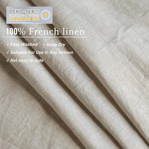 Image of XZ XIFA 100% Washed French Flax Linen Duvet Cover Set - 3 Pieces, Cooling & Textured Farmhouse Bedding for Hot Sleepers, with Zipper Closure (Natural Linen, Oversized King)
