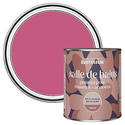 Rust-Oleum Peinture Rose Résistante à l'humidité pour Meubles de Salle de Bains, Finition Satinée - Framboise 750ml