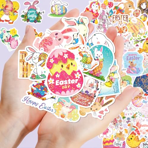 Image of Holographic Easter Stickers for Kids, 100PCS Egg Bunny Stickers for Kids -Easter Egg Stuffers - Vinyl EasterEgg Games Crafts Activities Party Favors Basket Stuffers - Kids Gifts for Boys Girls