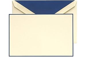 Crane & Co. Regent Blue Hand Bordered Ecruwhite Correspondence Cards