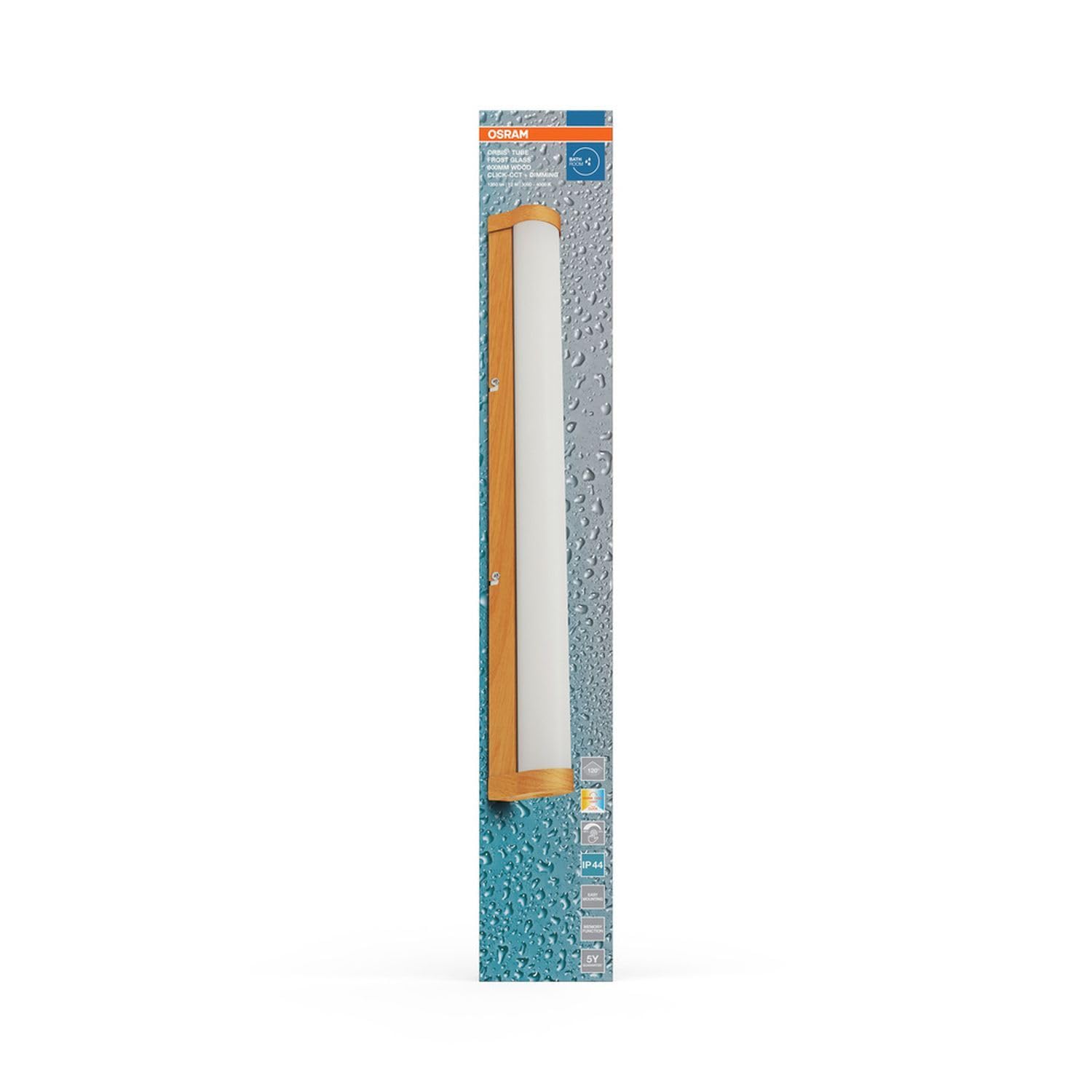 Licht-Erlebnisse LED Wandleuchte Aluminium Metall Holz 3000-4000 K IP44 CCT dimmbar modern gemütlich Bad WC Spiegel L:60 cm Wandlampe Wohnzimmer