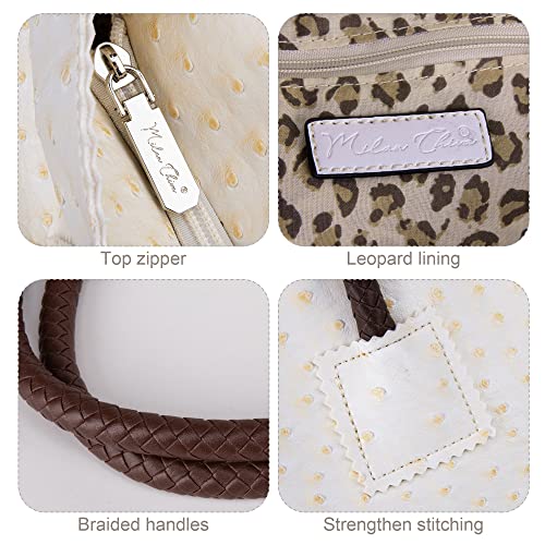 Milan Chiva Tote Bag for Women with Zipper Large Ostrich Vegan Leather Shoulder Purses and Handbags3