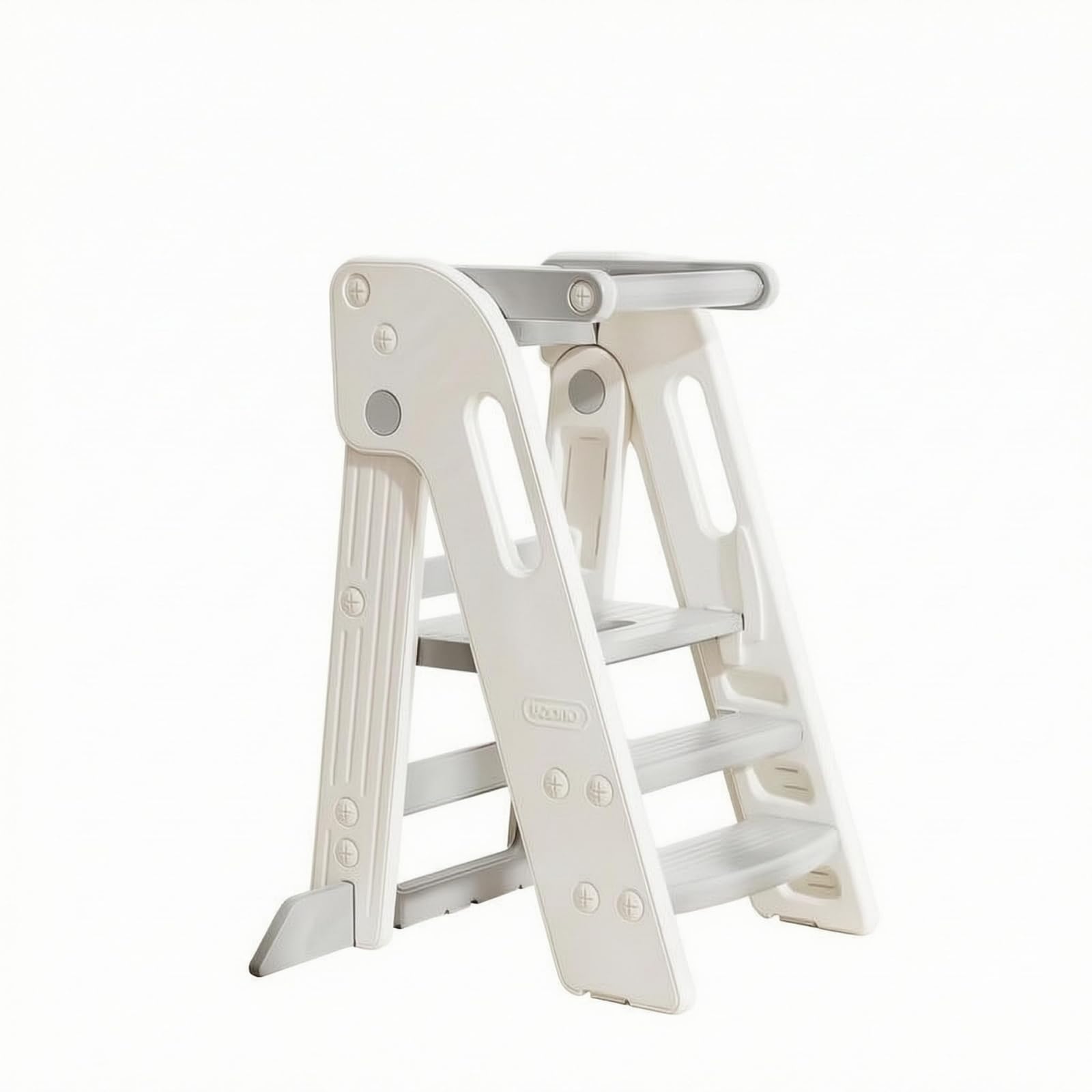 Milageto Taburete Plegable Infantil Escalón Torre de Aprendizaje Banco Elevador con de HDPE Antideslizante Adecuado para Baño Fregadero y Cocina en Casa, Gris Elegante