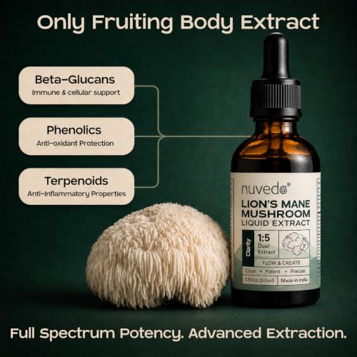 Image of Nuvedo Lions Mane Mushroom Liquid Extract | 50 mL | 1:5 Dual Extract