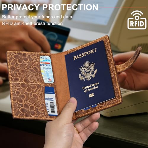 Genuine Leather Passport Holder for Women Men - RFID Blocking Slim Travel Wallet2