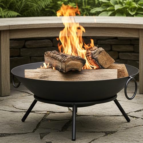 TrustBasket Bonfire Pit with Stand | Portable Fire Pit for Home and Garden | Angithi for Winter | Iron Bonfire Bowl for Camping | for Terrace and Farmhouse