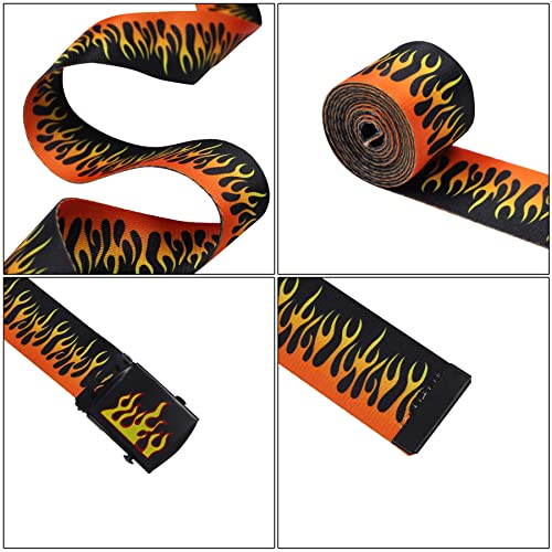 Aibearty Unisex Flame Print Nylon Webbing Belts Fashion Metal Buckle Waist Belt For Women Men Kids Jeans Shorts Pants #TOP6