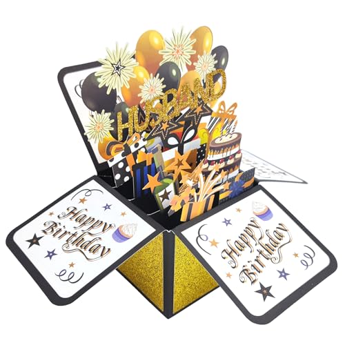 Asmallgf Unique Birthday Gifts for Husband, Happy Hubby Birthday 3D Card from Wife, Funny Bday Money Box for Him Fiance