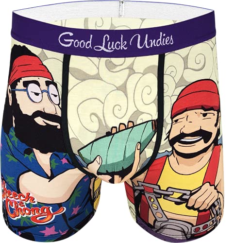 Good Luck Undies Men's Cheech & Chong Pass The Joint Boxer Brief Underwear, Medium Yellow