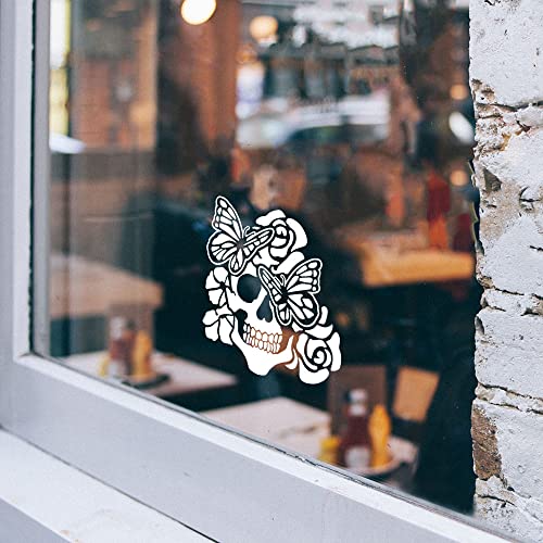 Image of WIRESTER 6 inch Clear Vinyl Decal Sticker Decoration for Car Window (Or Any Flat Surface) - Rose Skull