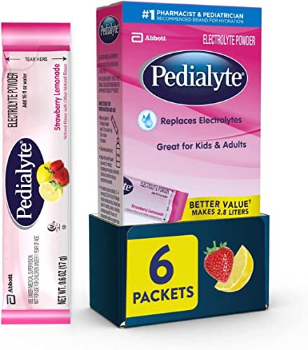 Pedialyte Electrolyte Powder Packets, On-the-Go Hydration Pack-18ct
