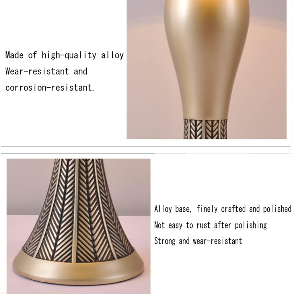 Lampa stołowa, lampka nocna, rzeźbiona podstawa ze stopu, abażur z tkaniny, stolik nocny, przełącznik przyciskowy do sypialni, biurko (kolor: A) (c C)