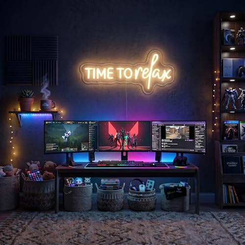 Image of TIME To relax Warm White Neon Sign for Wall Decor Led Neon Lights for Wedding Party Beauty Salon Gym Store Game Room Decorations