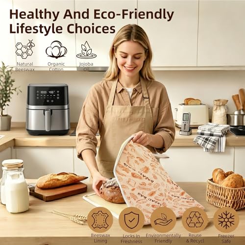 AHJ 2 Pack XL Beeswax Bread Bags for Sourdough Homemade Bread,Reusable - image 5