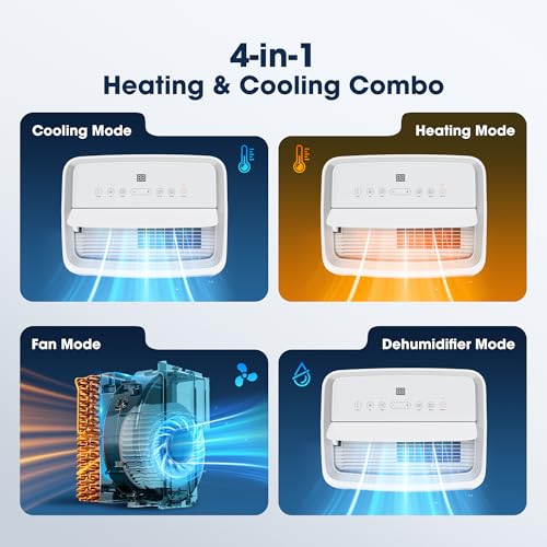 Image of 14000 BTU Portable Air Conditioners, Smart Portable AC Unit with App & Remote Control, 4-in-1 Cooling, Heating, Dehumidifier, Fan for Rooms up to 700 sq.ft, 24H Timer, 3 Speed