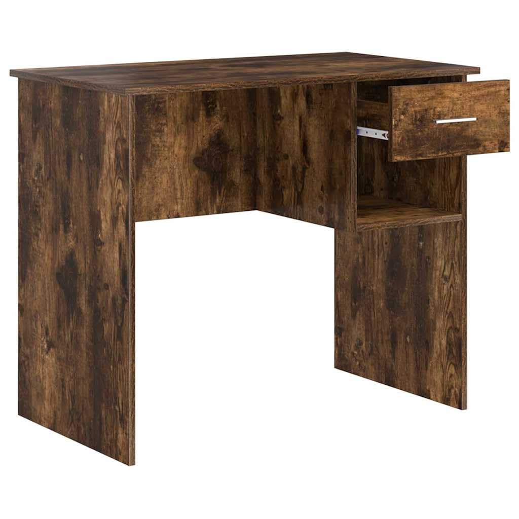 Scrivania affumicatura 90 x 49,5 x 75 cm, materiale in legno, Computer Desk con cassetto, scaffale, Home Office Desk Modern, Durevole