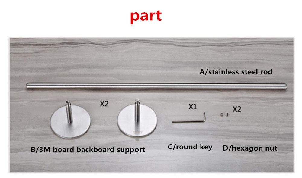 CHEWYNP Einfacher Handtuchhalter, Edelstahl-Handtuchhalter, verdickte Einzelstangen-Handtuchstange, an der Wand montierter, rostfreier Handtuchhalter für Badezimmer, Küche, Büro-B 60 cm/B/