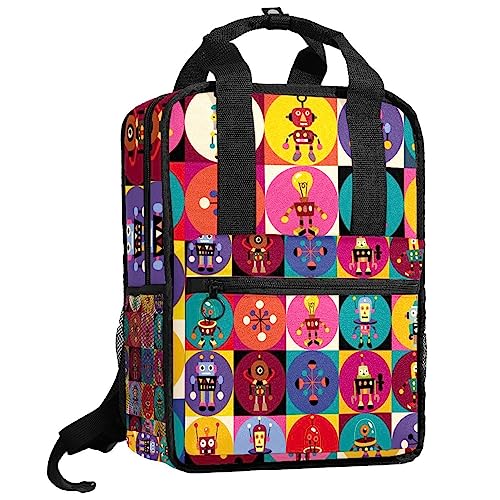 Sac à dos pour garçons réglable pour soulager le dos avec motif robots fun