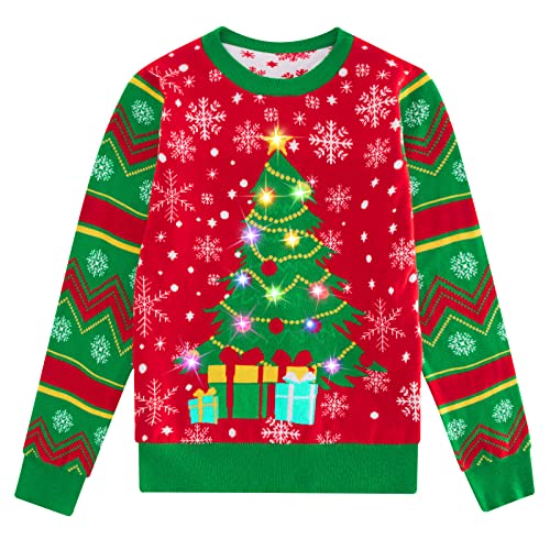 ADUKIDE Boys Ugly Christmas Sweater Xmas LED Light up Sweatshirt Girls Long Sleeve Knit Pullover Size 5-14T