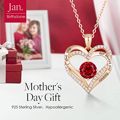 CDE Forever Love Heart Necklaces for Women, Wedding Anniversary, Birthday Mothers Day Gifts for Mom, Mother, Wife, Girlfriend, S925 Silver Jewelry with Birthstone Pendant - Image 4
