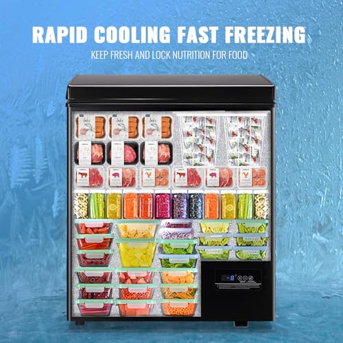 Chest Small Freezer with Electronic Control 41℉ to -15 ℉ Freestanding Deep Mini Freezers with 2 Removable Stainless Steel Basket Top Open Door BLACK on Fridge.com