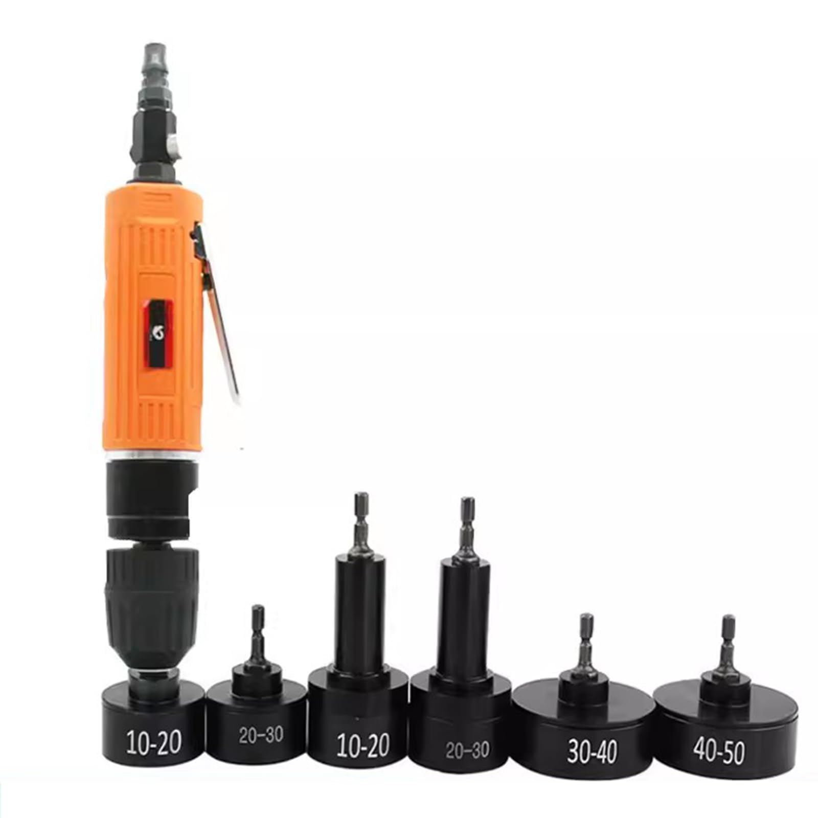 Tappatrice Pneumatica per Bottiglie, Tappatrice a Vite Portatile, velocità Regolabile 2500 Giri/min, con 6 Teste di Tappatura, per Tappi per Bottiglie Φ10-50 Mm