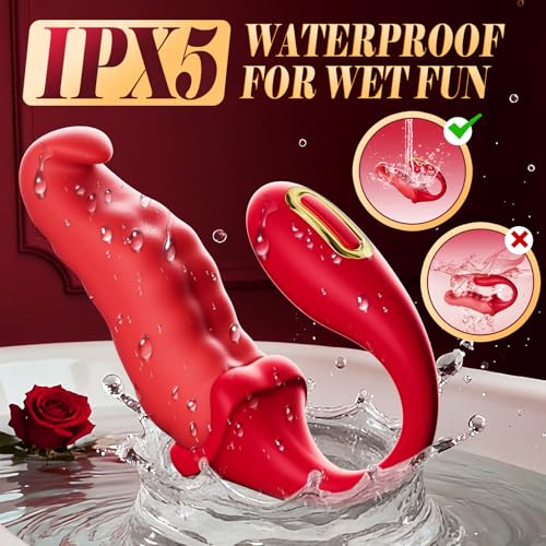 Women Sex Toys Dildo Vibrator - Licking Tongue Vibrators G Spot Vibrator Tongue Toy,3 Wiggling Vibration, Anal Clit Teasing Stimulator APP Remote Control Adult Toy for Female Men Couples Rose Sex Toy - Image 7