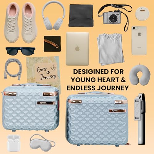 Image of AMERICAN TRAVELLER Goldie ABS 5 Pcs Set Trolley Luggage Bags Combo | Pink Gold Coated | Dual Carry Suitcase | TSA Type Lock | 8 Spinner Wheels | Satin Lining | 730 Days Warranty (28, Silver)