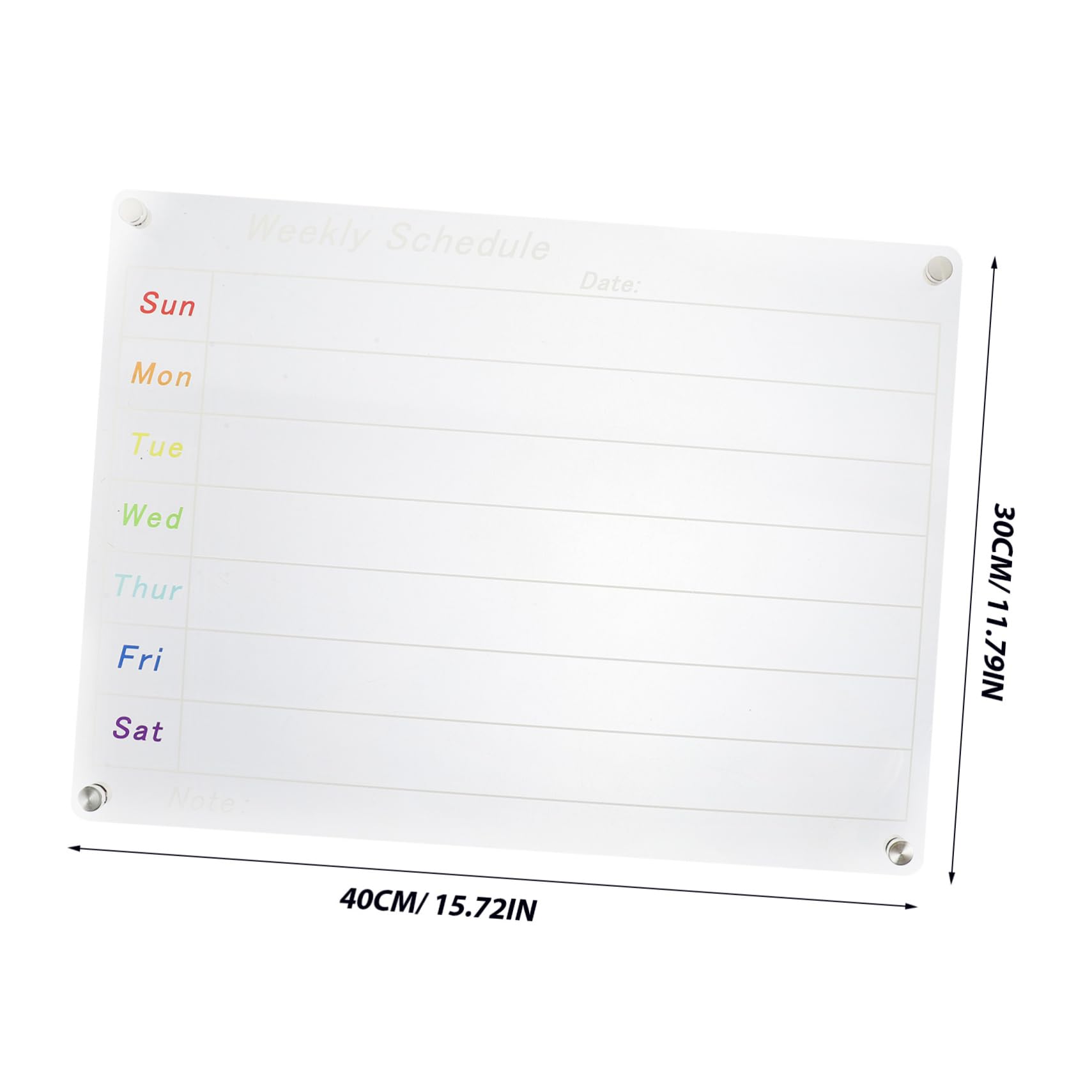 VILLCASE Wochenplan Tafel aus Acrylglas Magnetisch und Abwischbar Wochenplaner Tafel für Wandmontage Tagesplaner Whiteboard Planungstafel ohne Klebstoff Wiederverwendbar für Büro