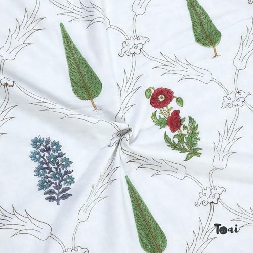 Image of TOAIArt Premium Jaipuri Dohar | AC Blanket Summer Quilt | Hand Block Printed | 3 Layers | Reversible | 150GSM 100% Mulmul Cotton | 100% Cotton Flannel Filling | Queen 90 inch X 108 inch |Adil Jaal