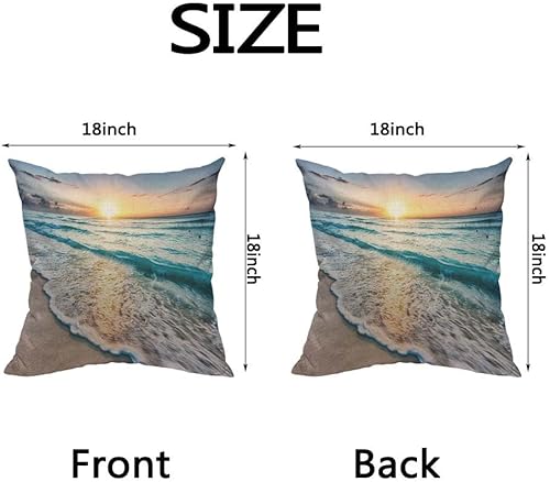 Miniatura 2 de HOSNYE Seaside Wave - Funda de almohada de lino y algodón con diseño de océano tropical, playa, mar, puesta de sol, atardecer, azul, arena, verano,