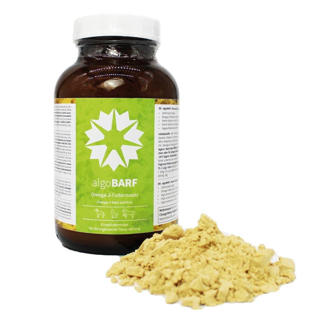 algoBarf Omega-3 Pulver 2kg – Gut akzeptierter Barf-Zusatz aus Algen – DHA & EPA Quelle für Hunde, Katzen & Pferde – Vegane Alternative zu Fischöl
