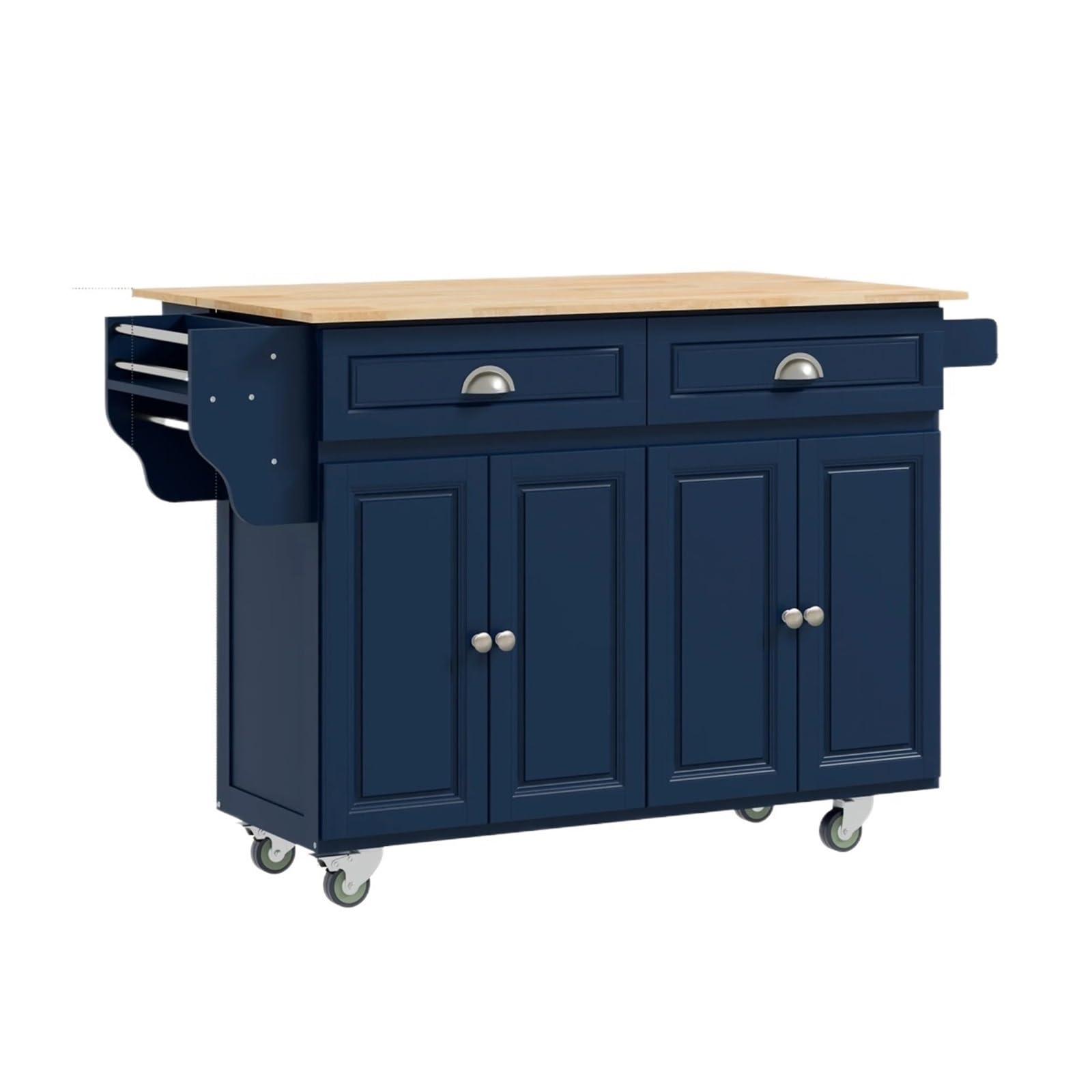 Carrello Carrello portaoggetti moderno con ripiano per isola da cucina da 58" su ruote, nero Carrello Mobile per Bevande