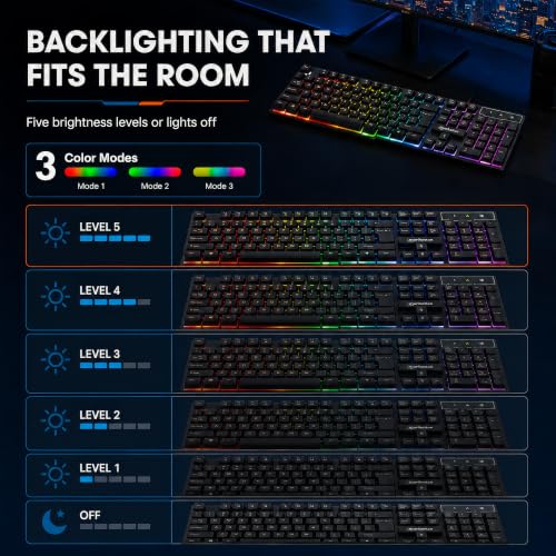 Image of MANHATTAN RGB LED USB Gaming Keyboard - Full Size, Rainbow Backlight, Spill-Resistant, Quiet Keystrokes, 12 Multimedia Function Keys, for Computer, PC, Desktop, Gamer - 3 Yr Mfg Warranty - 180603