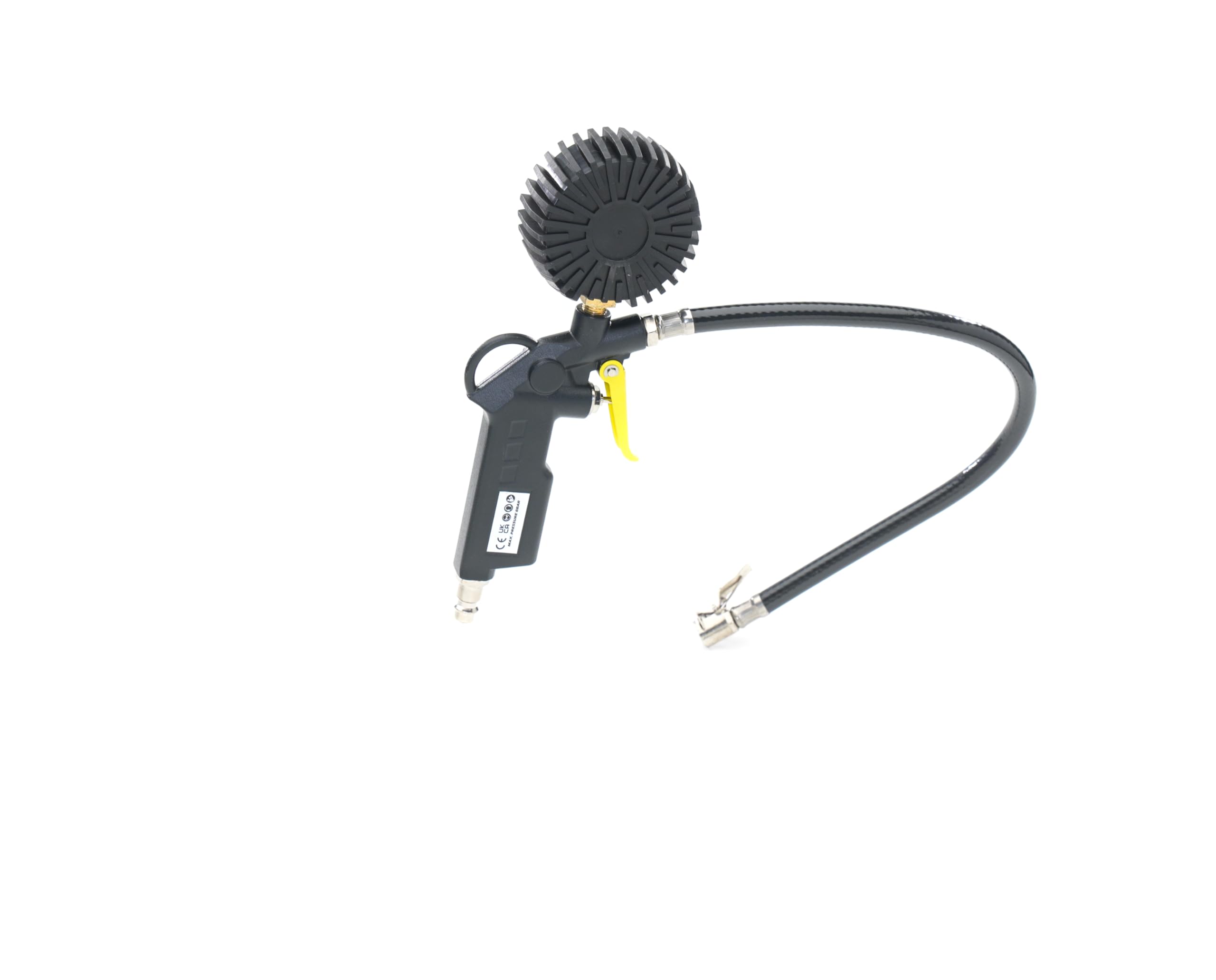 Michelin Gonfiagomme con Manometro a Doppia Scala, Pistola di Gonfiaggio con Tubo Flessibile, Manometro Compressore con Campo di Pressione 0-8 Bar, Impugnatura Comoda, Ugelli Inclusi, Nero