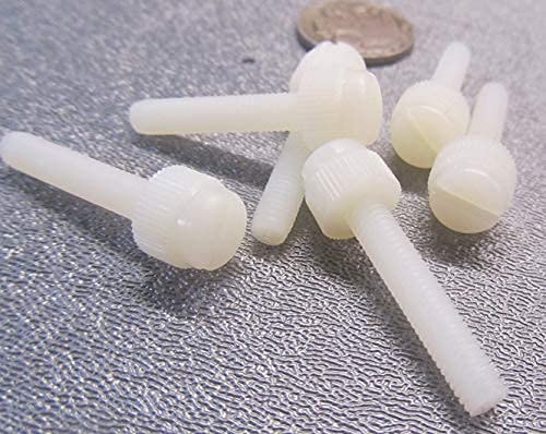 Nylon Knurled Slotted Head Thumb Screws Natural 10-32 x 1.00 Length, 100 Pcs